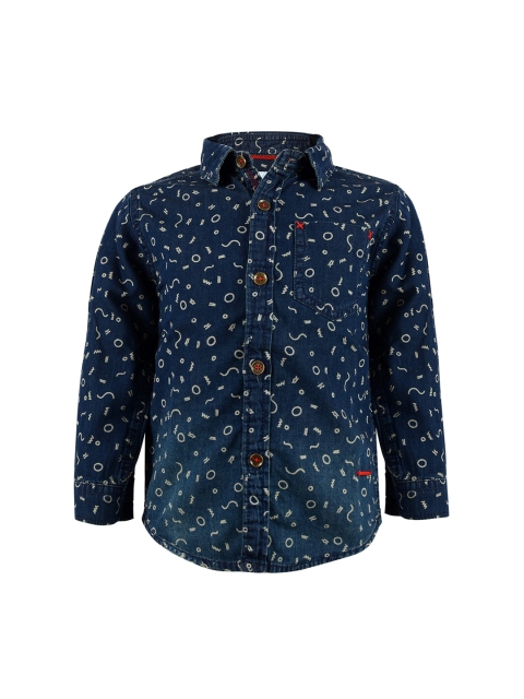 

TALES & STORIES Boys Blue Regular Fit Printed Casual Shirt