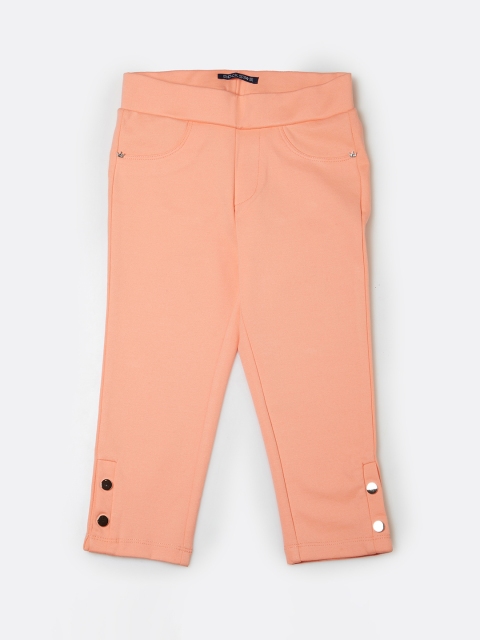 

VITAMINS Girls Peach-Coloured Solid Slim-Fit Jeggings