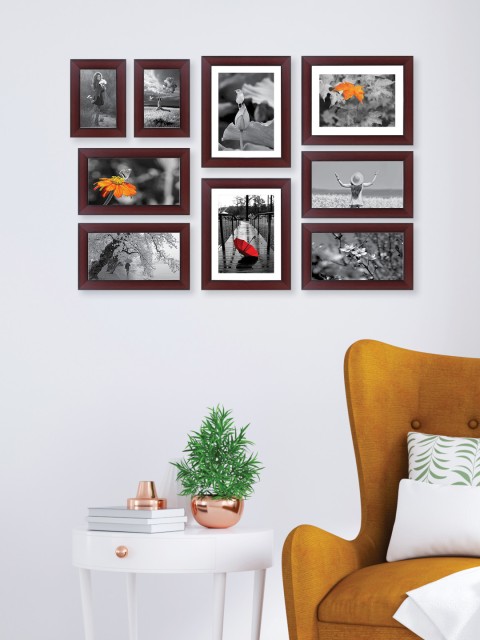 

RANDOM Set Of 9 Brown Solid Collage Photo Frames