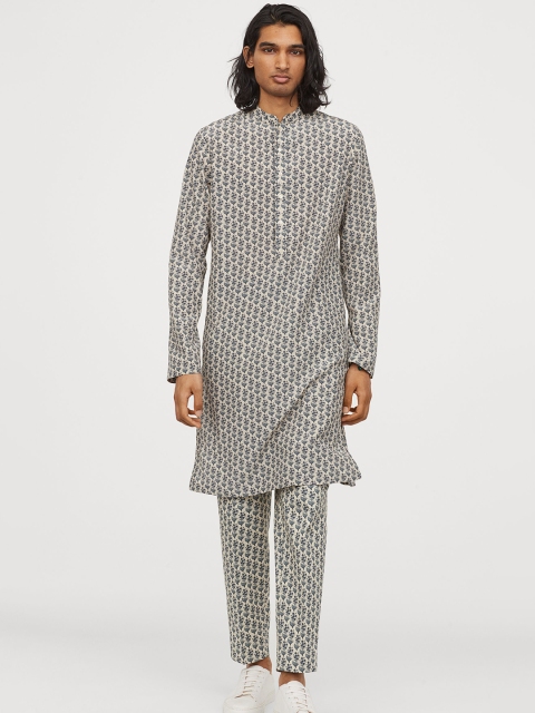 

SABYASACHI x H&M Men Beige & Blue Printed Button-Top Kurta