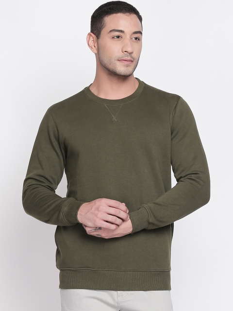 

BYFORD by Pantaloons Men Olive Green Solid Sweatshirt