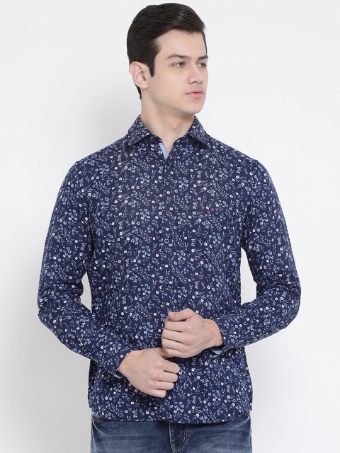 

Crimsoune Club Men Navy Blue Slim Fit Printed Casual Shirt