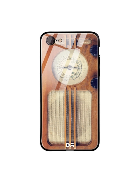 

DailyObjects Brown & Gold-Toned Wooden Radio iPhone 7 Glass Case