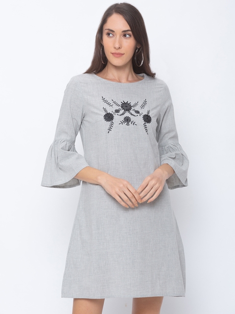 

Globus Women Grey Embroidered A-Line Dress