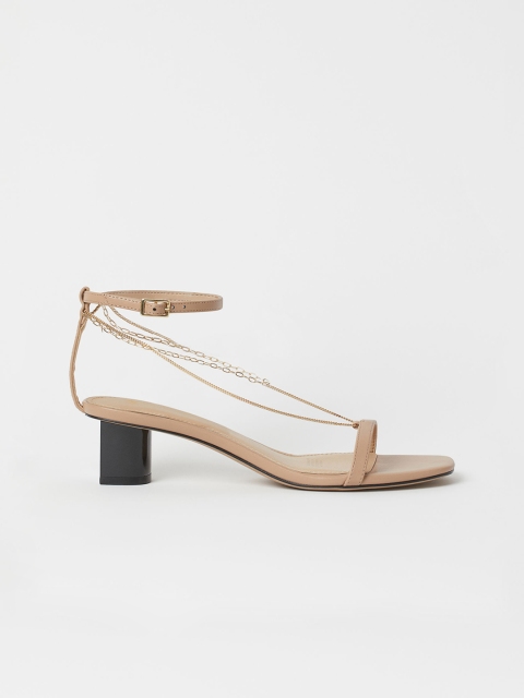 

H&M Women Beige Metal Chain-Detail Sandals
