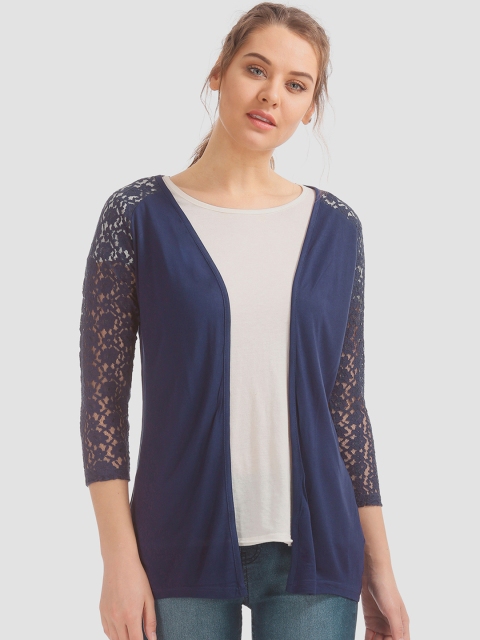 

Cherokee Women Blue Self Design Open Front Shrug