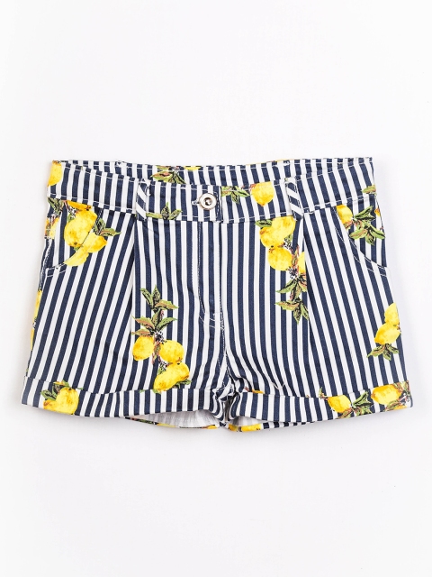 

Peppermint Girls White & Navy Blue Striped Slim Fit Hot Pants
