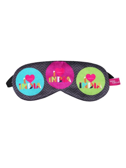 

India Circus by Krsnaa Mehta Unisex Grey & Pink Printed I Love India Eye Mask, Green