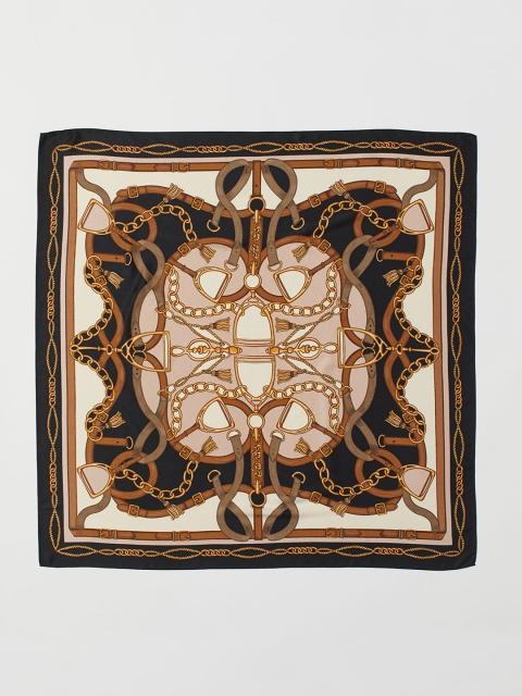 

H&M Women Beige & Black Printed Scarf