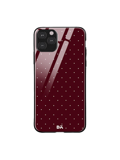 

DailyObjects Burgandy & White Constellation Dots iPhone 11 Pro Max Glass Cover, Burgundy