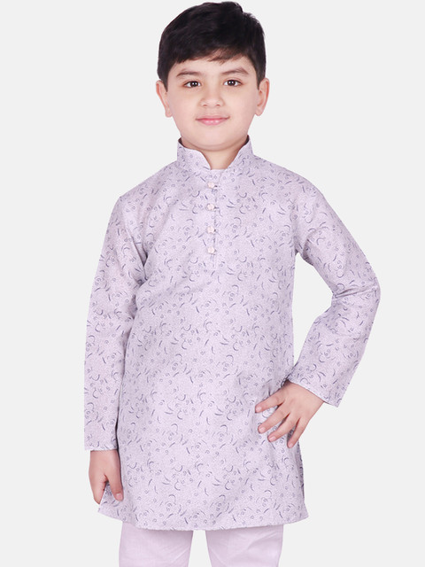 

SG YUVRAJ Boys Lavender & Navy Blue Abstract Print Straight Kurta