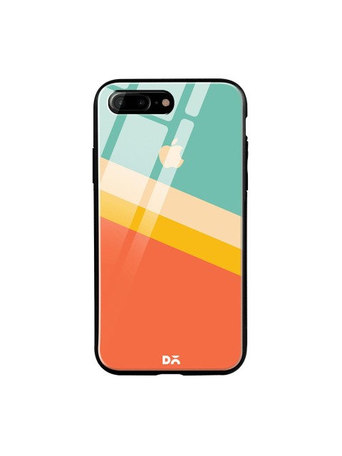 

DailyObjects Green & Orange Tropical Angles iPhone 7 Plus Glass Case, Grey melange