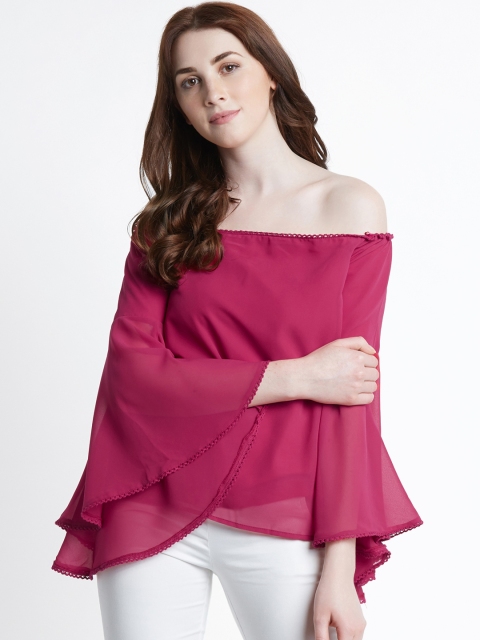 

Honey by Pantaloons Women Pink Solid Bardot Top