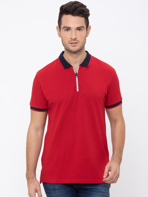 

Globus Men Red Solid Polo Collar T-shirt