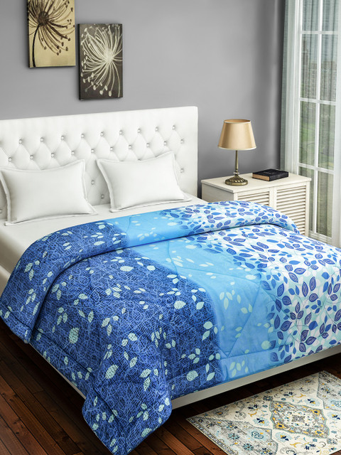 

SWAYAM Blue & White Floral AC Room 150 GSM Double Bed Comforter
