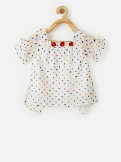 

VITAMINS Girls Multicoloured Polka Dots Print Styled Back Top, Multi