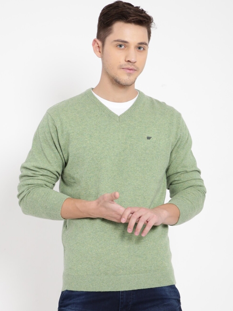

t-base Men Green Solid Pullover Sweater