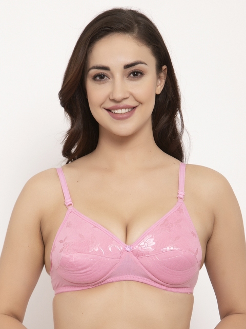 

GRACIT Pink Floral Self-Design Non-Wired Lightly Padded Everyday Bra PW14-10