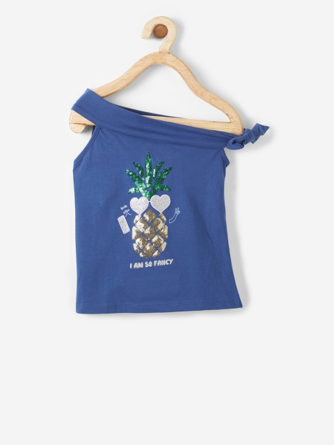 

VITAMINS Girls Blue Embellished Top