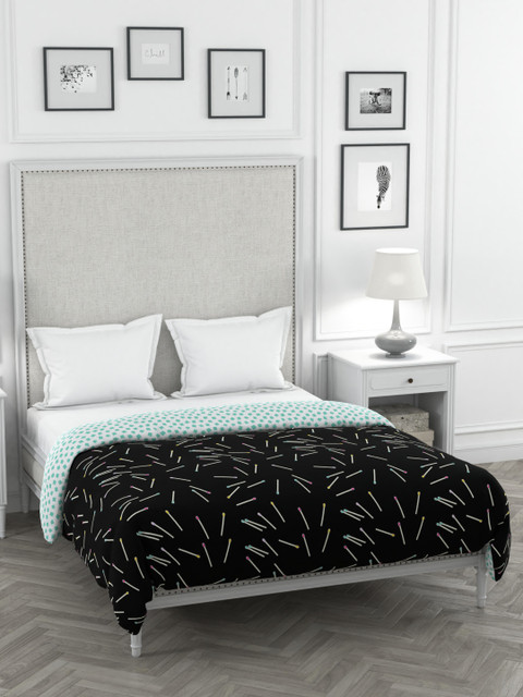 

Portico New York Black & White Printed Hashtag Double King Duvet Cover