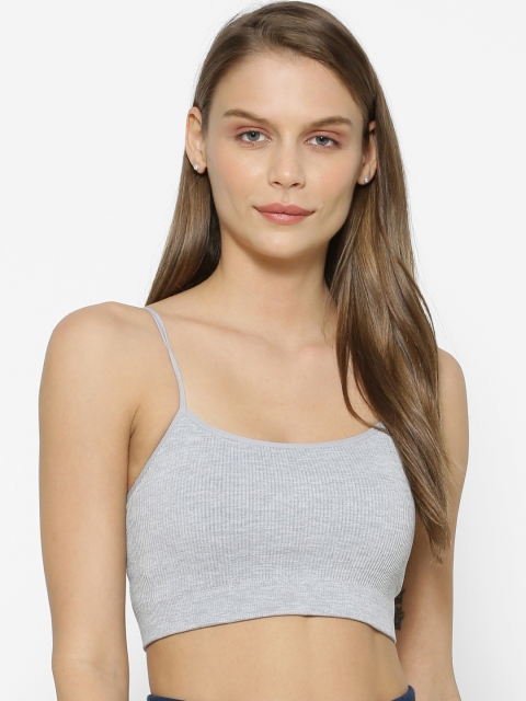 

FOREVER 21 Grey Solid Non-Wired Lightly Padded Sports Bra 39372605