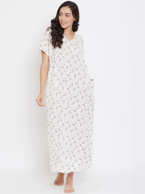 

The Kaftan Company White Printed Nightdress