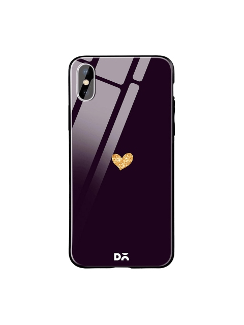 

DailyObjects Purple & Beige Sparkle Heart Plum iPhone XS Glass Case
