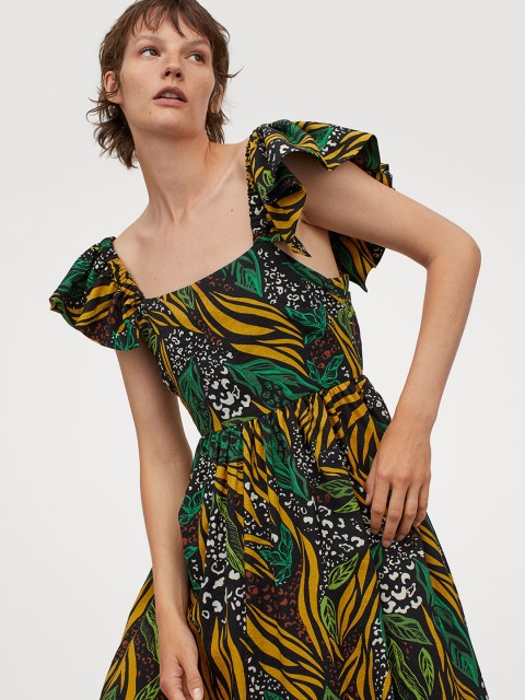 

H&M Women Multicoloured Printed Fit and Flare Dress, Multi