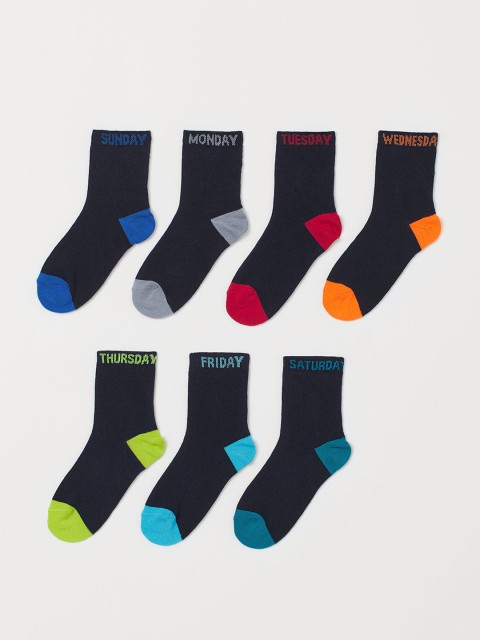 

H&M Boys Pack Of 7 Ankle Length Knitted Socks, Multi