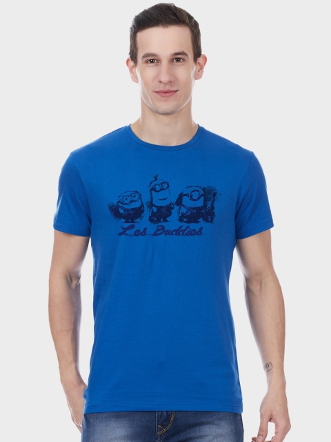 

Free Authority Men Blue Minions Printed Round Neck T-shirt