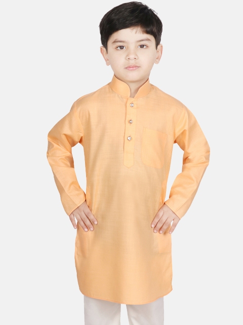 

SG YUVRAJ Boys Orange Solid Straight Kurta