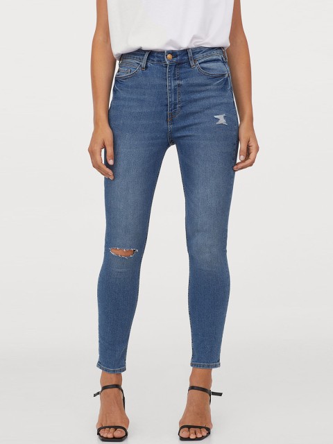 

H&M Women Blue Super Skinny High Ankle Jeans