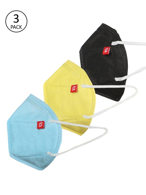 

FROGGY Kids 3 Pcs Solid 3-Ply Anti-Pollution Reusable Cloth Masks, Turquoise blue