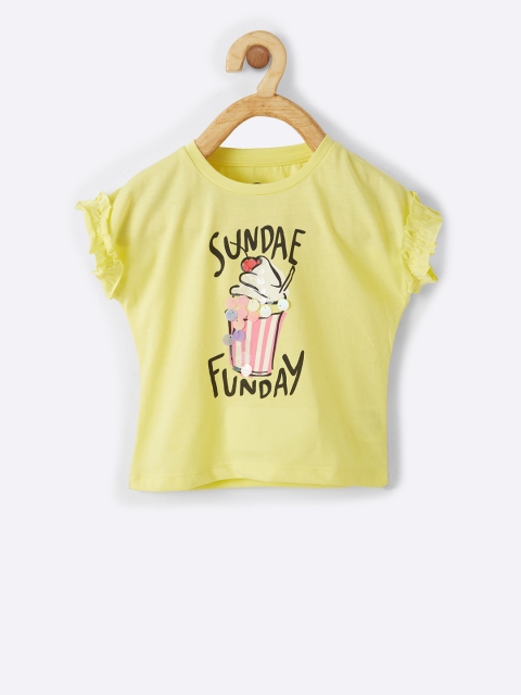

VITAMINS Girls Yellow Printed Top