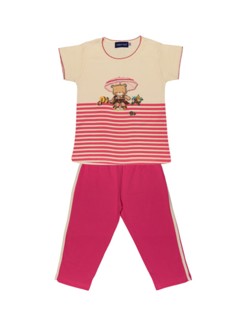 

Todd N Teen Girls Yellow & Pink Printed T-shirt with Capris