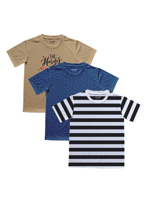 

mezmoda Boys Multicoloured Pack of 3 Striped Round Neck T-shirt, Multi