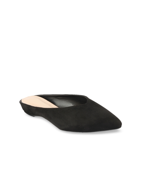 

URBANE Women Black Solid Suede Mules