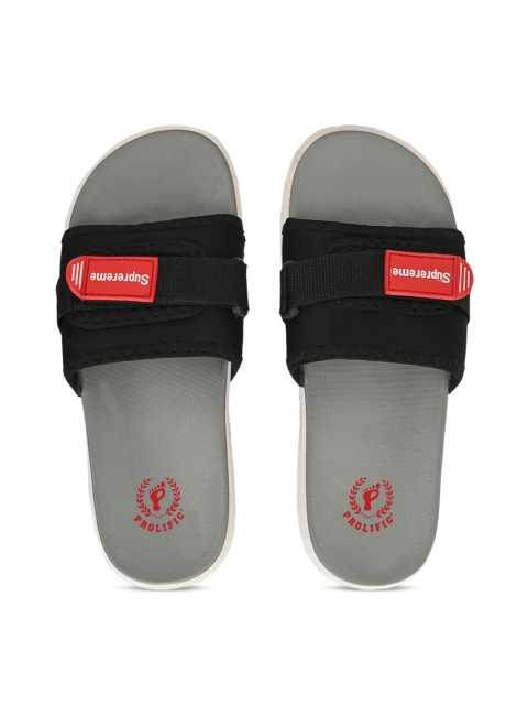 

Prolific Men Grey & Black Printed Sliders