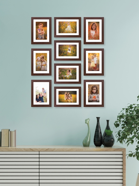 

RANDOM Set Of 10 Brown Solid Wall Photo Frames
