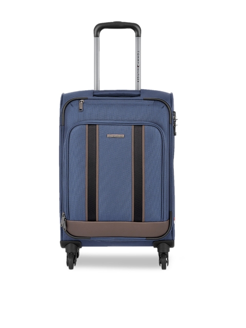 

Tommy Hilfiger Unisex Blue & Brown Solid Soft-sided Cabin Trolley Suitcase