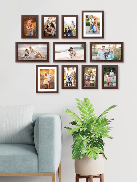 

RANDOM Set Of 11 Brown Solid Wall Photo Frames
