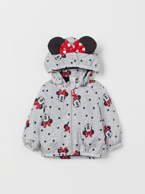 

H&M Girls Grey Printed Hooded Jacket