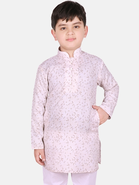 

SG YUVRAJ Boys Brown & Pink Printed Straight Kurta