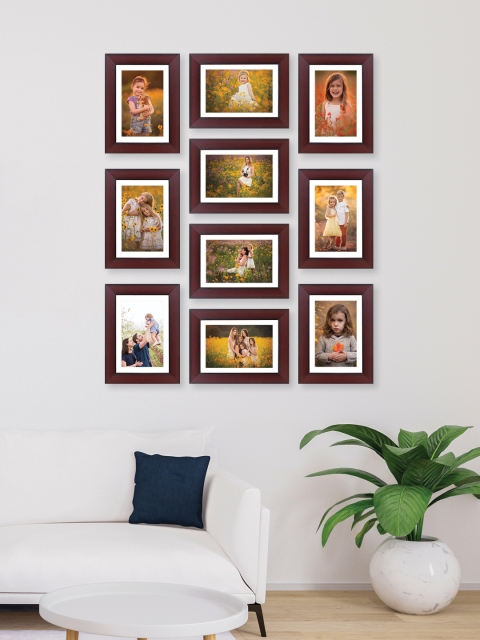 

RANDOM Set Of 10 Brown Solid Collage Photo Frames