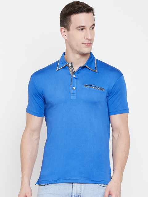 

armure Men Blue Solid Polo Collar T-shirt