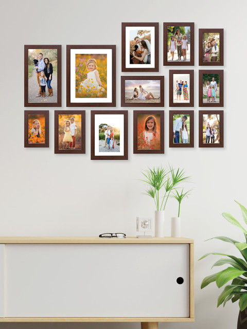 

RANDOM Set Of 14 Brown Solid Synthetic Collage Photo Frames