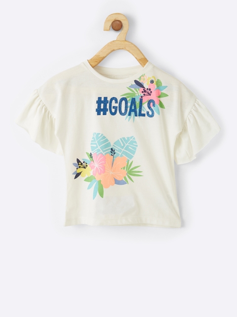 

VITAMINS Girls Off-White Printed Top