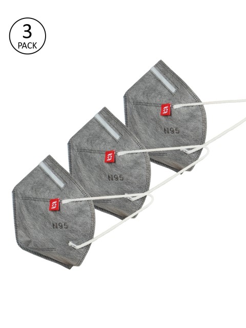 

FROGGY Kids Pack Of 3 3-Ply Reusable Anti-Pollution Outdoor Masks, Grey