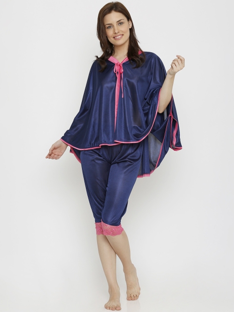 

Pretty Awesome Women Navy Blue Solid Night suit