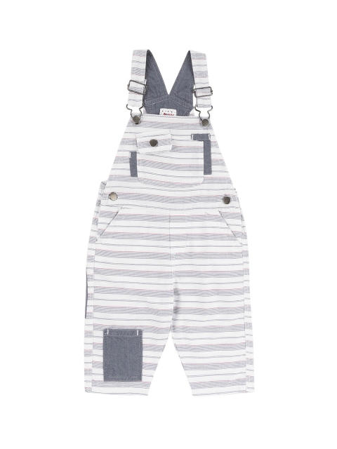 

Donuts Boys White & Grey Striped Slim-Fit Denim Dungarees